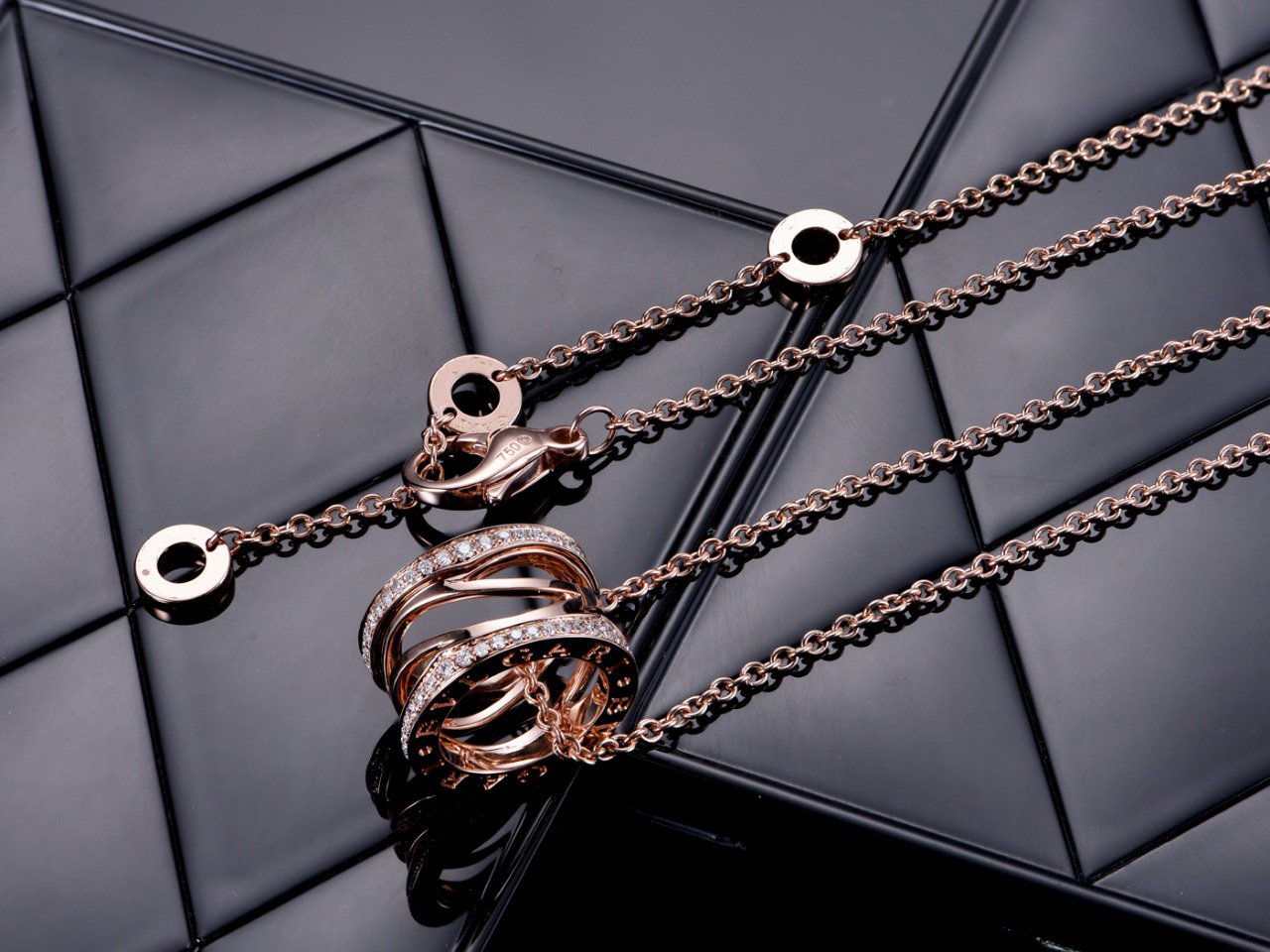 [Kincade Jewelery]ZERO 1 PINK GOLD DIAMOND OPEN NECKLACE