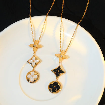[Kincade Jewelery]STAR AND SUN ONYX PINK GOLD NECKLACE