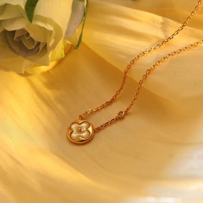[Kincade Jewelery]SUN PEDANT PINK GOLD 1 DIAMOND NECKLACE