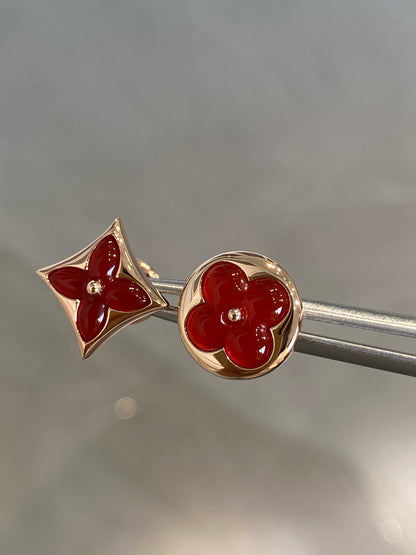 [Kincade Jewelery]STAR AND SUN PINK GOLD CARNELIAN STUD EARRINGS