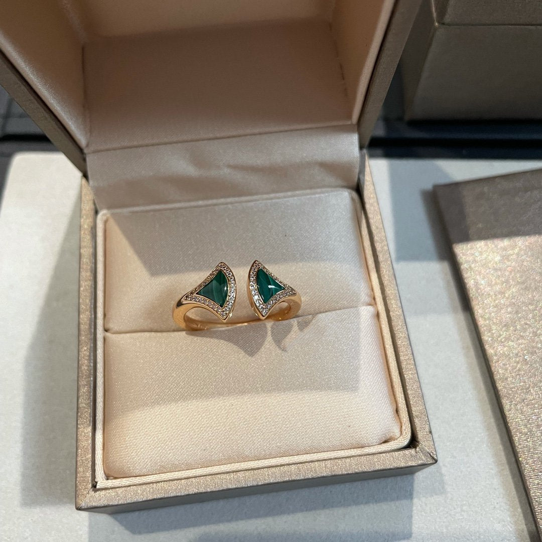 [Kincade Jewelery]DREAM MALACHITE DIAMOND OPEN RING