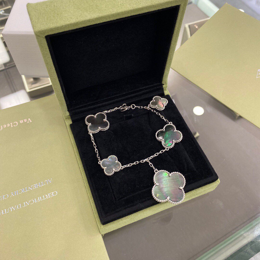 [Kincade Jewelery]Kincade 5 MOTIFS SIVLER DARK MOP BRACELET