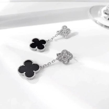 [Kincade Jewelery]Kincade 2 MOTIFS  DIAMOND ONYX EARRINGS SILVER