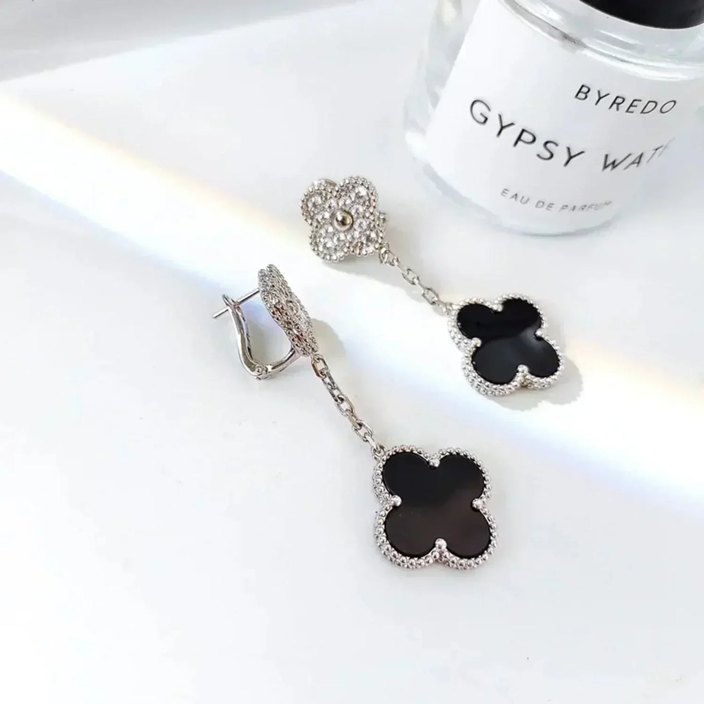 [Kincade Jewelery]Kincade 2 MOTIFS  DIAMOND ONYX EARRINGS SILVER