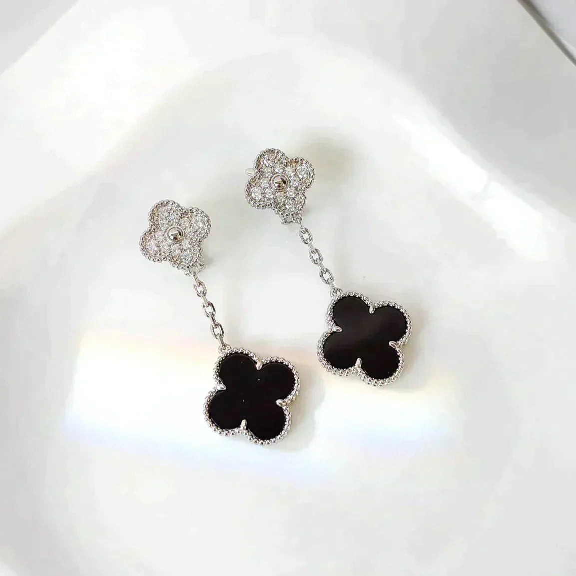 [Kincade Jewelery]Kincade 2 MOTIFS  DIAMOND ONYX EARRINGS SILVER