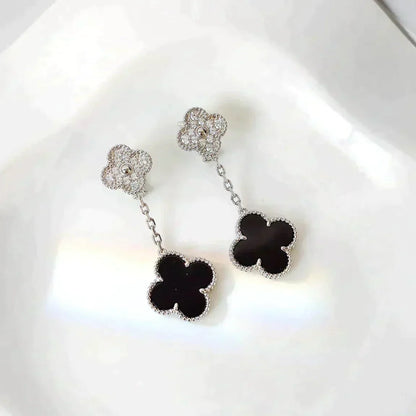 [Kincade Jewelery]Kincade 2 MOTIFS  DIAMOND ONYX EARRINGS SILVER