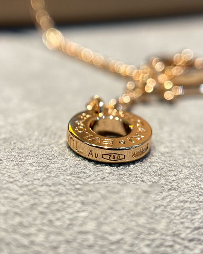 [Kincade Jewelery]DREAM MALACHITE DIAMOND PAVED PINK GOLD NECKLACE