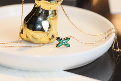 [Kincade Jewelery]JEUX MALACHITE 1 DIAMOND PINK GOLD NECKLACE