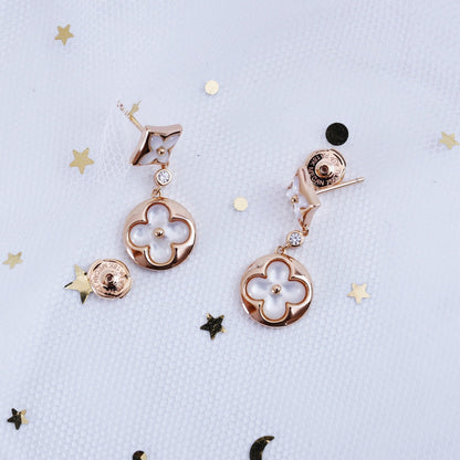 [Kincade Jewelery]STAR AND SUN PINK GOLD MOP DROP EARRINGS
