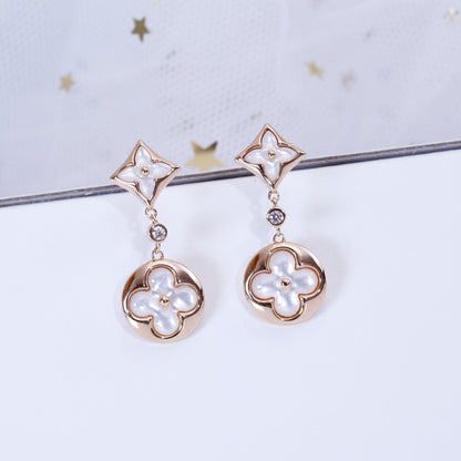 [Kincade Jewelery]STAR AND SUN PINK GOLD MOP DROP EARRINGS