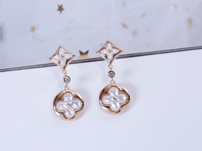 [Kincade Jewelery]STAR AND SUN PINK GOLD MOP DROP EARRINGS