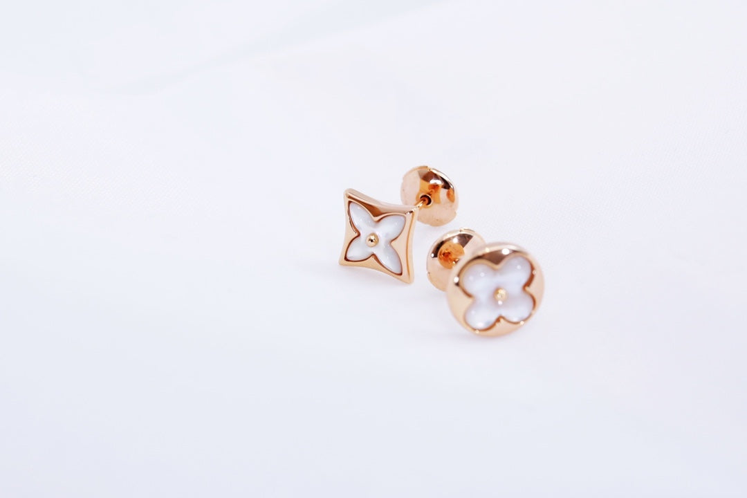 [Kincade Jewelery]STAR AND SUN PINK GOLD MOP STUD EARRINGS