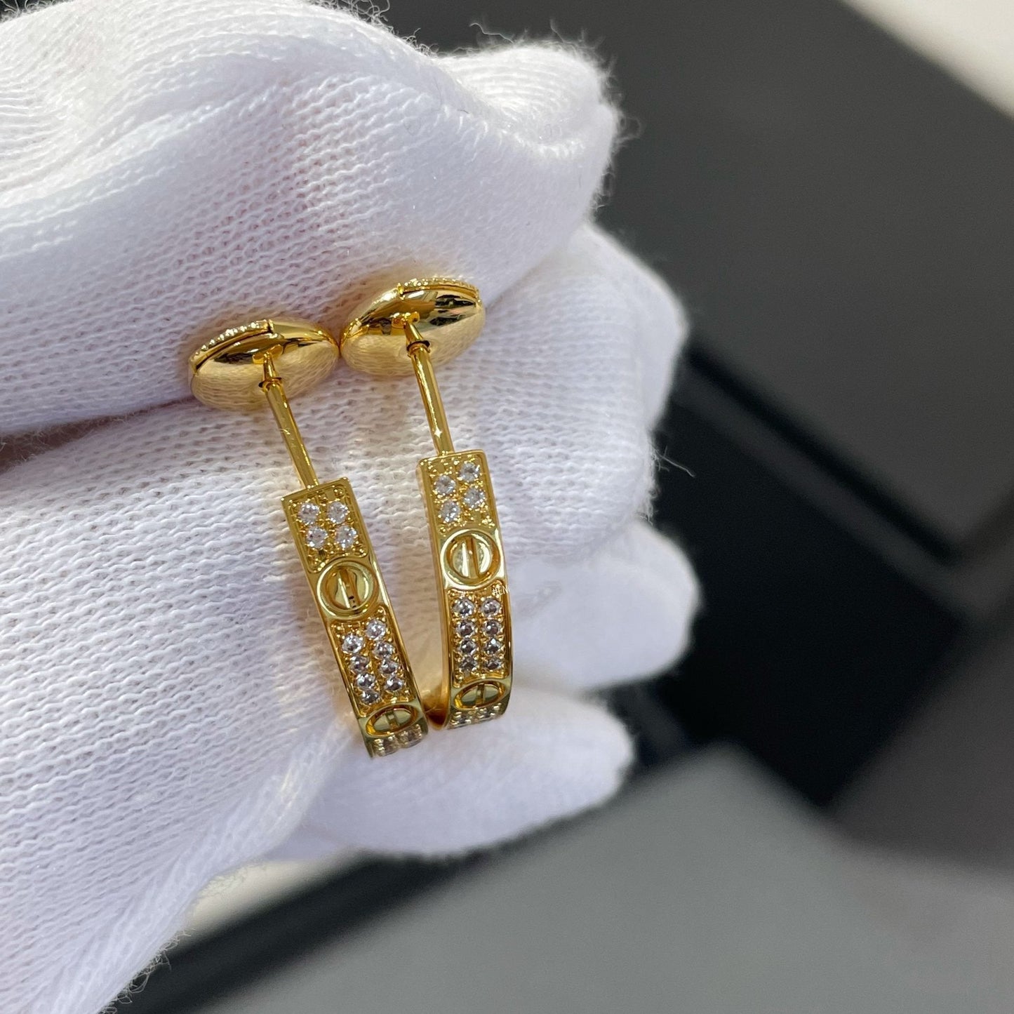 [Kincade Jewelery]LOVE DIAMOND GOLD HOOP EARRINGS
