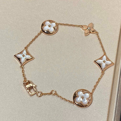 [Kincade Jewelery]STAR AND SUN 5 MOTIF MOP PINK GOLD BRACELET