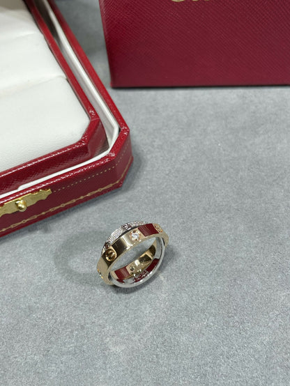 [Kincade Jewelery]LOVE PINK GOLD SILVER DIAMOND DOUBLE RING