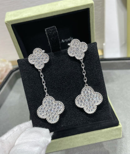 [Kincade Jewelery]Kincade 2 MOTIFS DIAMOND PAVED SILVER EARRINGS