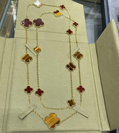 [Kincade Jewelery]Kincade 16 MOTIF CARNELIAN TIGER EYE ROSE GOLD NECKLACE