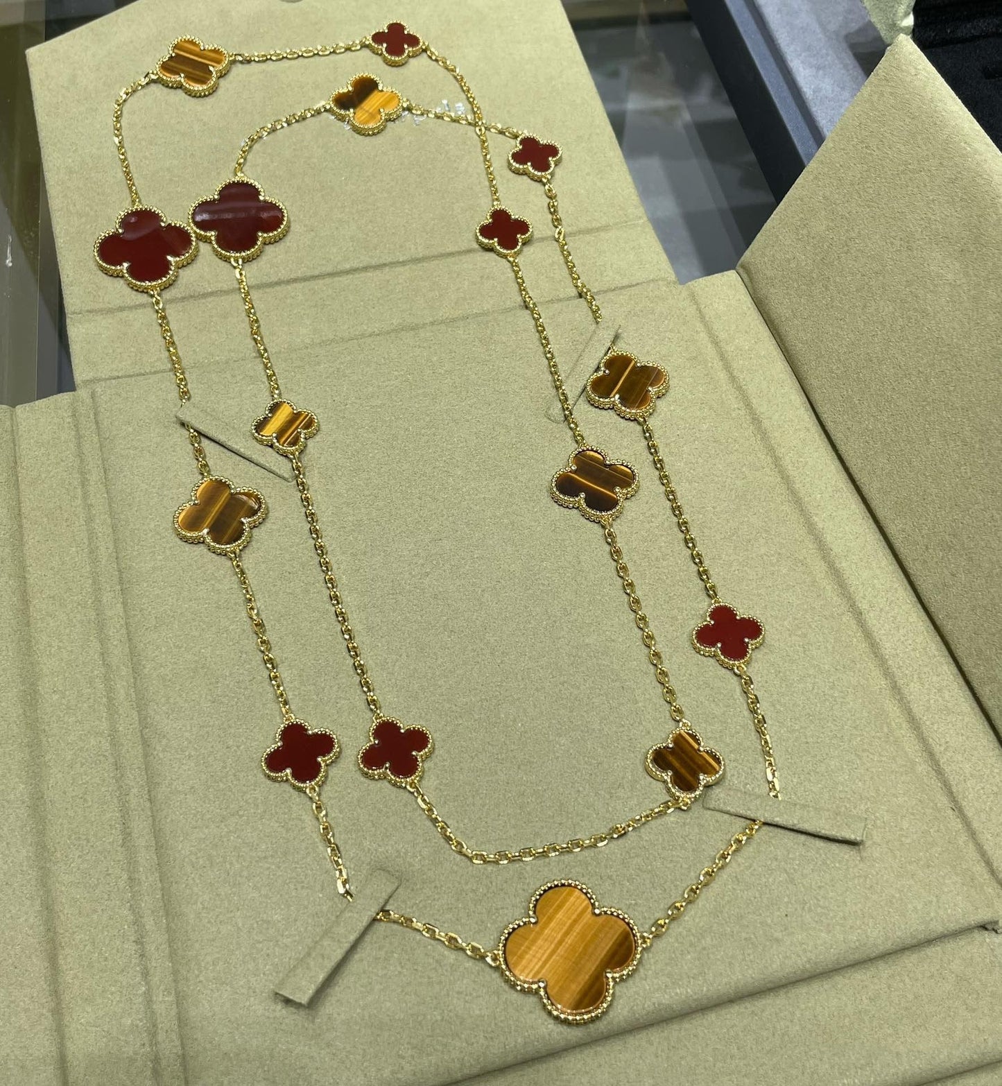 [Kincade Jewelery]Kincade 16 MOTIF CARNELIAN TIGER EYE ROSE GOLD NECKLACE