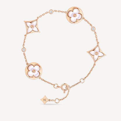 [Kincade Jewelery]STAR AND SUN 4 MOTIF WHITE MOP PINK GOLD BRACELET