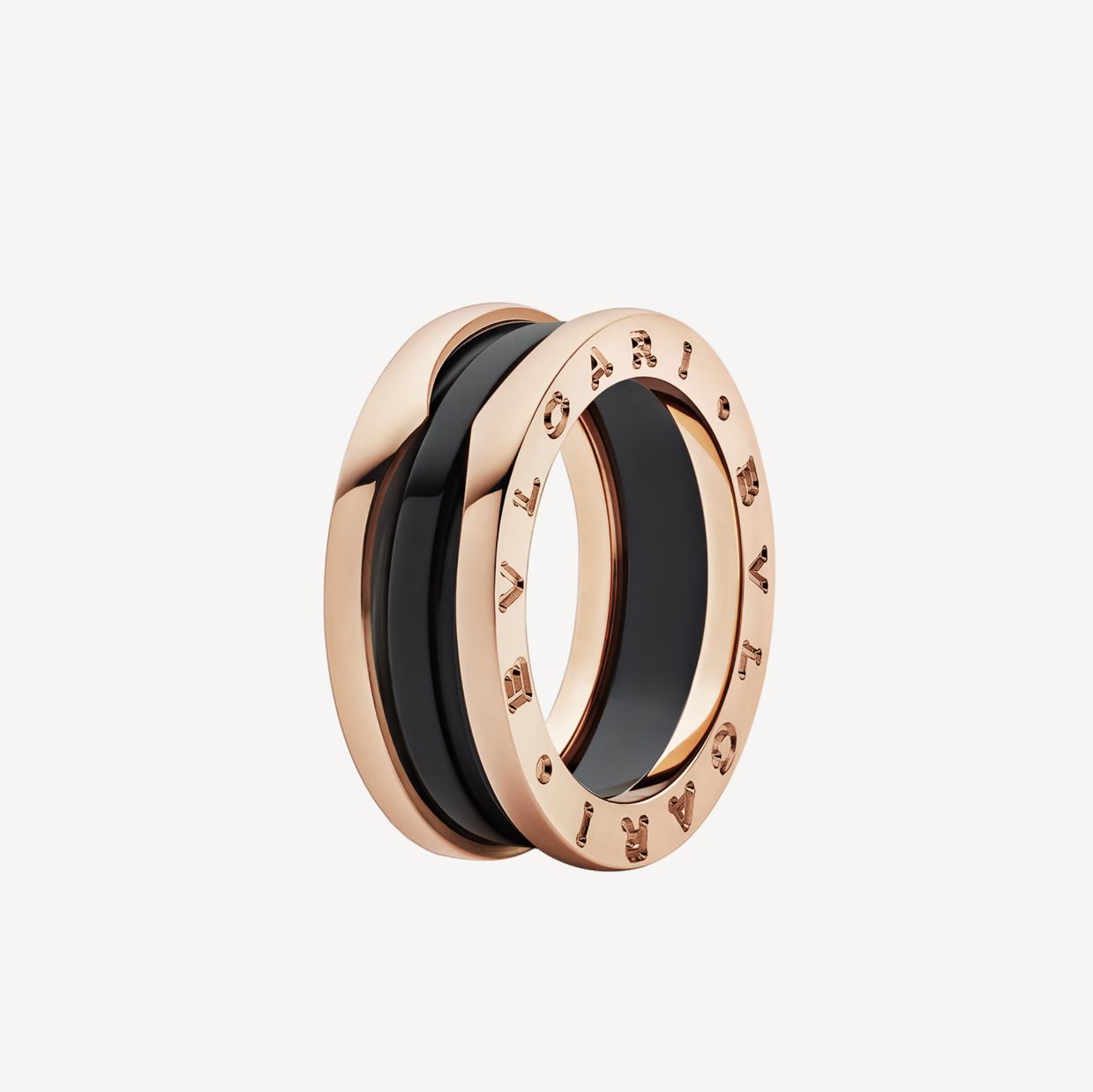 [Kincade Jewelery]ZERO 1 TWO-BAND LOOPS AND BLACK CERAMIC PINK GOLD RING