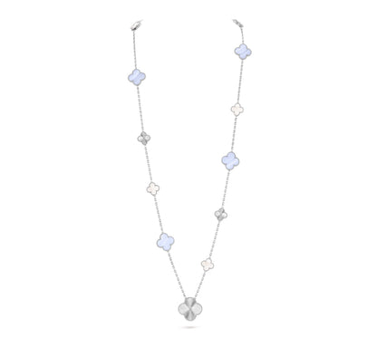 [Kincade Jewelrys]CLOVER 16 MOTIF PURPLE CHALCEDONY GOLD NECKLACE