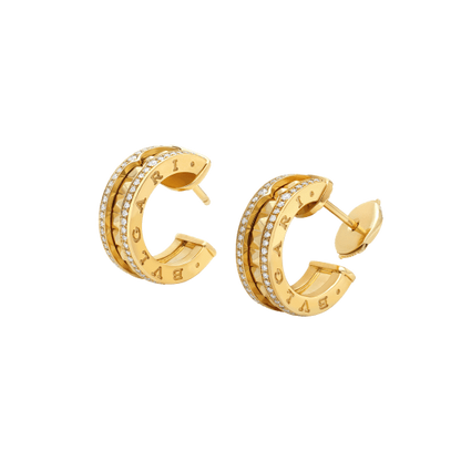 [Kincade Jewelery]ZERO 1 ROCK GOLD EARRINGS WITH STUDDED SPIRAL AND PAVED DIAMONDS