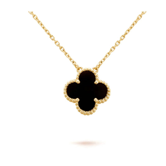 [Kincade Jewelery]Kincade 15MM BLACK ONYX SINGLE FLOWER NECKLACE