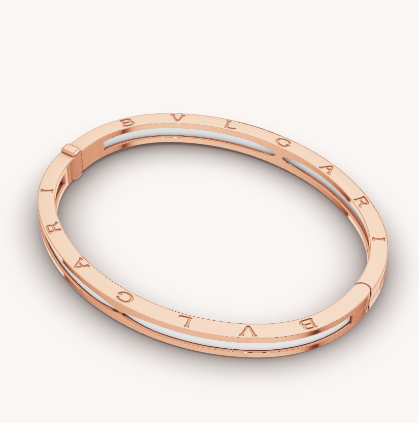 [Kincade Jewelery]ZERO 1 PINK GOLD WITH WHITE CERAMIC BRACELET