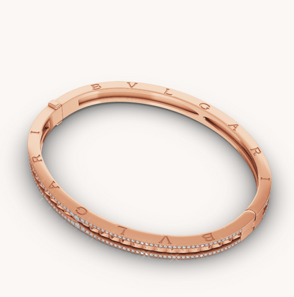 [Kincade Jewelery]ZERO 1 SPIRAL AND PAVED DIAMOND PINK GOLD BRACELET
