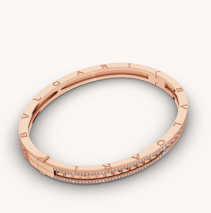 [Kincade Jewelery]ZERO 1 SPIRAL AND PAVED DIAMOND PINK GOLD BRACELET