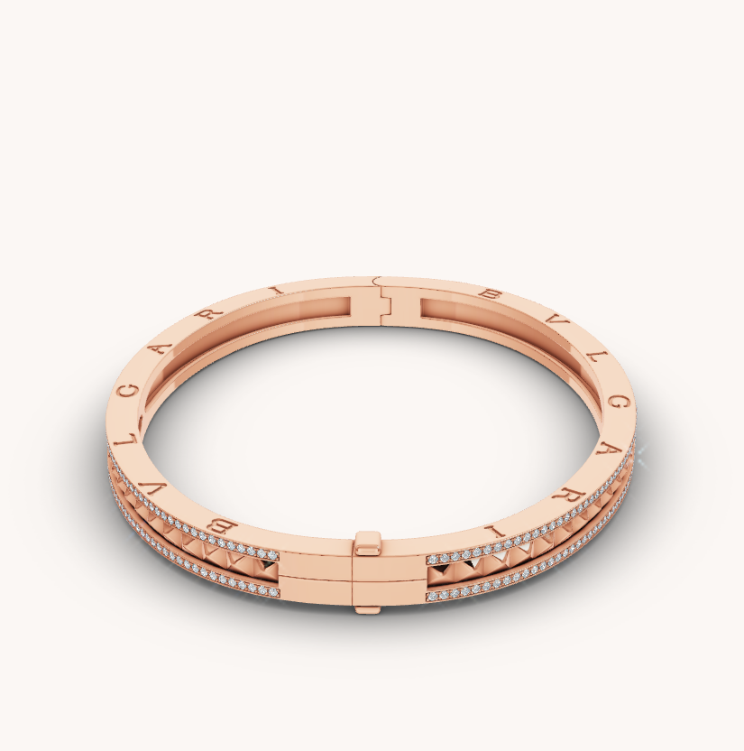 [Kincade Jewelery]ZERO 1 SPIRAL AND PAVED DIAMOND PINK GOLD BRACELET