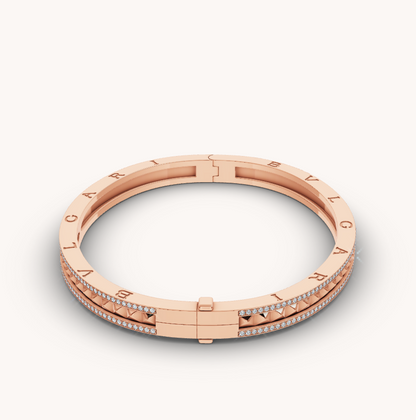 [Kincade Jewelery]ZERO 1 SPIRAL AND PAVED DIAMOND PINK GOLD BRACELET