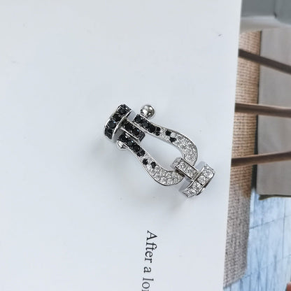 [Kincade Jewelery]FORCE LARGE HORSESHOE BLACK WHITE DIAMOND BRACELET SILVER