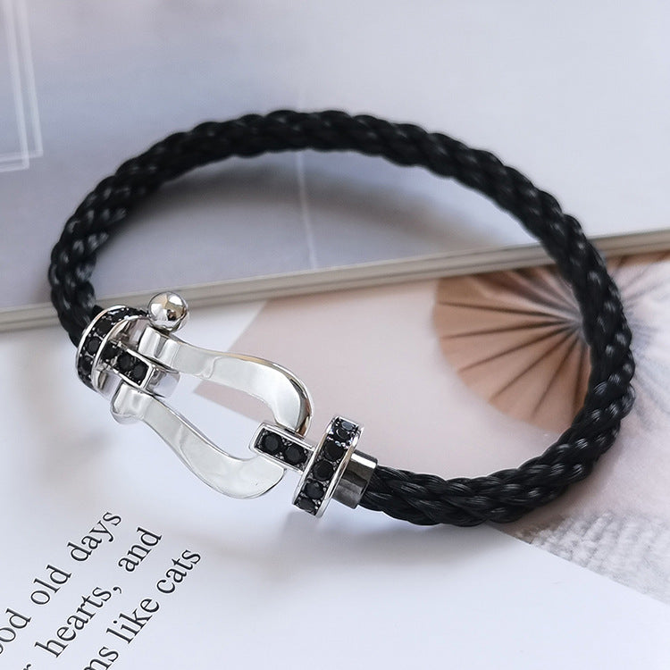 [Kincade Jewelery]FORCE LARGE HORSESHOE BLACK DIAMOND BRACELET SILVER