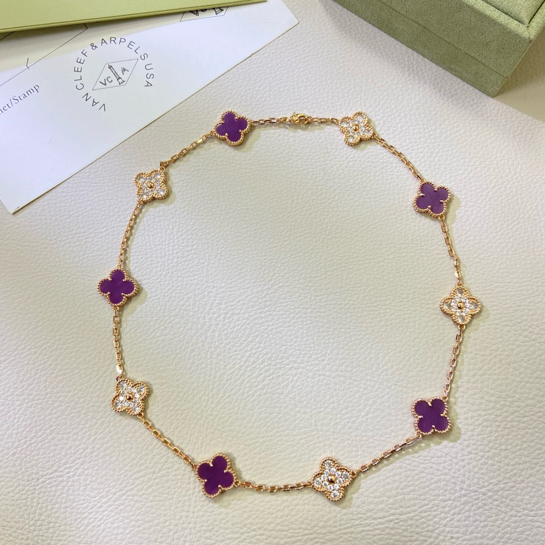[Kincade Jewelery]Kincade 10 MOTIFS  PURPLE VIOLET DIAMOND NECKLACE