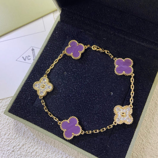 [Kincade Jewelery]Kincade  5 MOTIFS  PURPLE VIOLET DIAMOND BRACELET