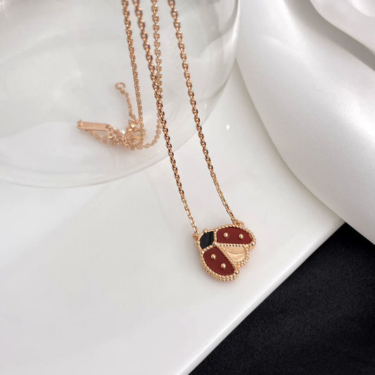 [Kincade Jewelery]LUCKY  CARNELIANS LADYBUG NECKLACE