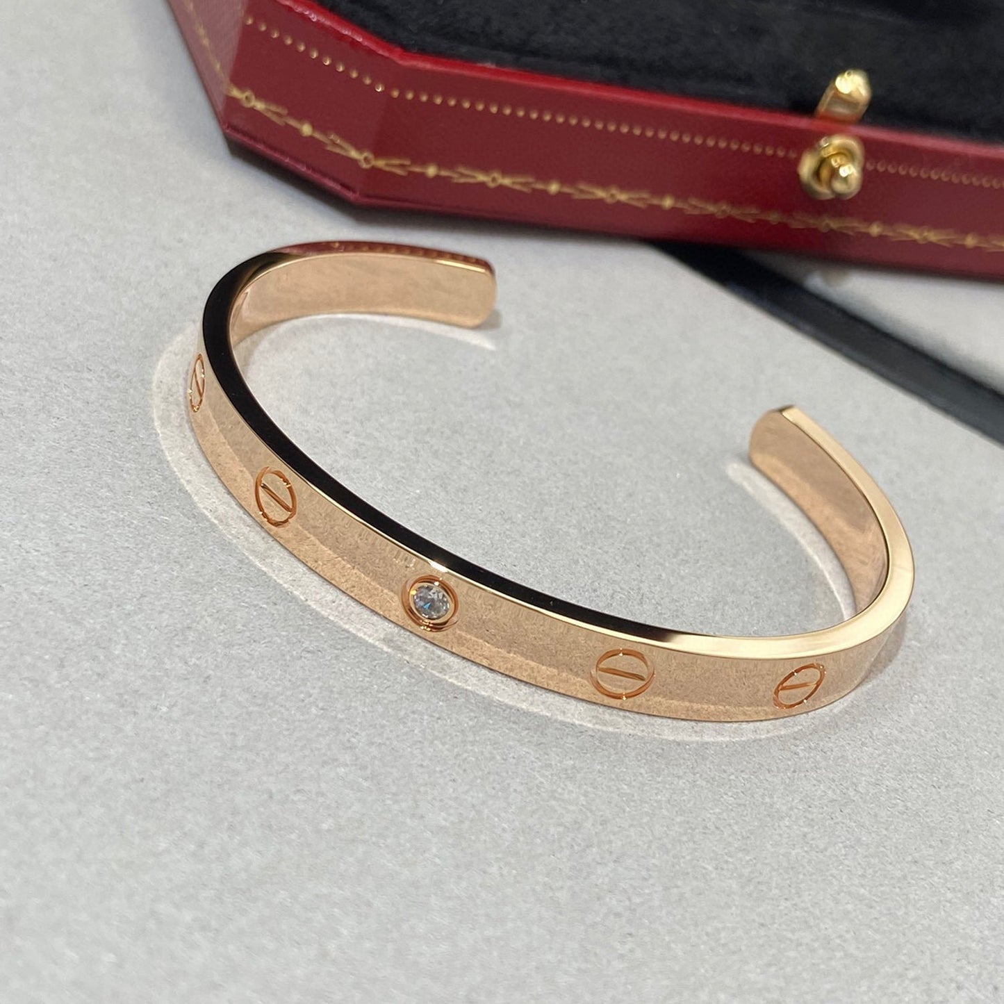 [Kincade Jewelery]LOVE BRACELET 6.1MM 1 DIAMOND OPEN CUFF