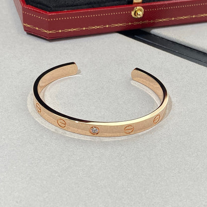 [Kincade Jewelery]LOVE BRACELET 6.1MM 1 DIAMOND OPEN CUFF