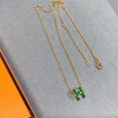 [Kincade Jewelery]POP H GREEN NECKLACE SILVER AND GOLD