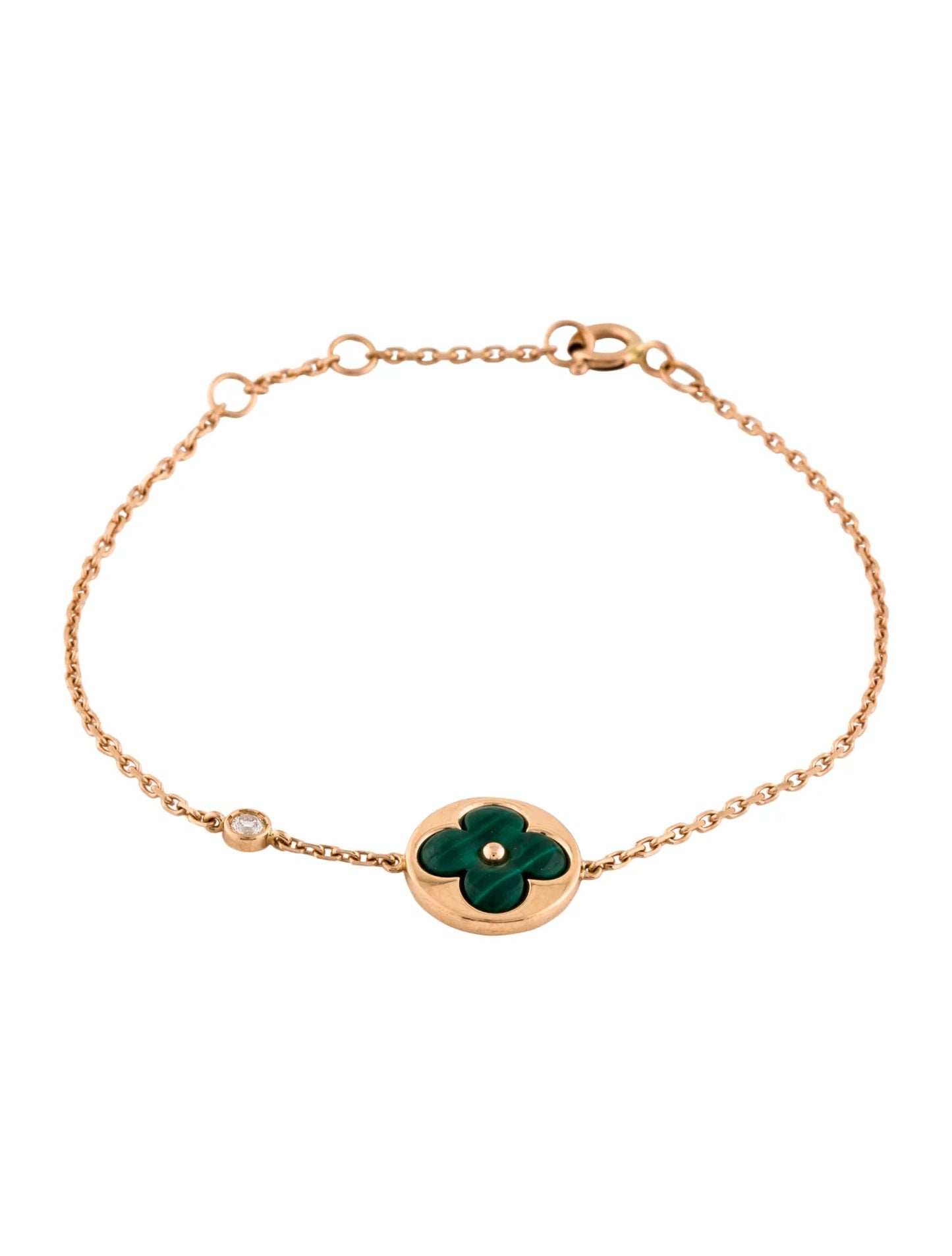 [Kincade Jewelery]SUN MALACHITE 1 DIAMOND PINK GOLD BRACELET