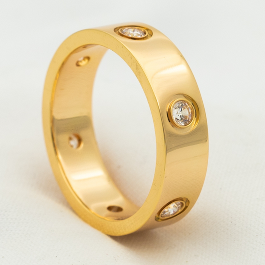 [Kincade Jewelery]LOVE RING 5.5MM 6 DIAMONDS PINK GOLD