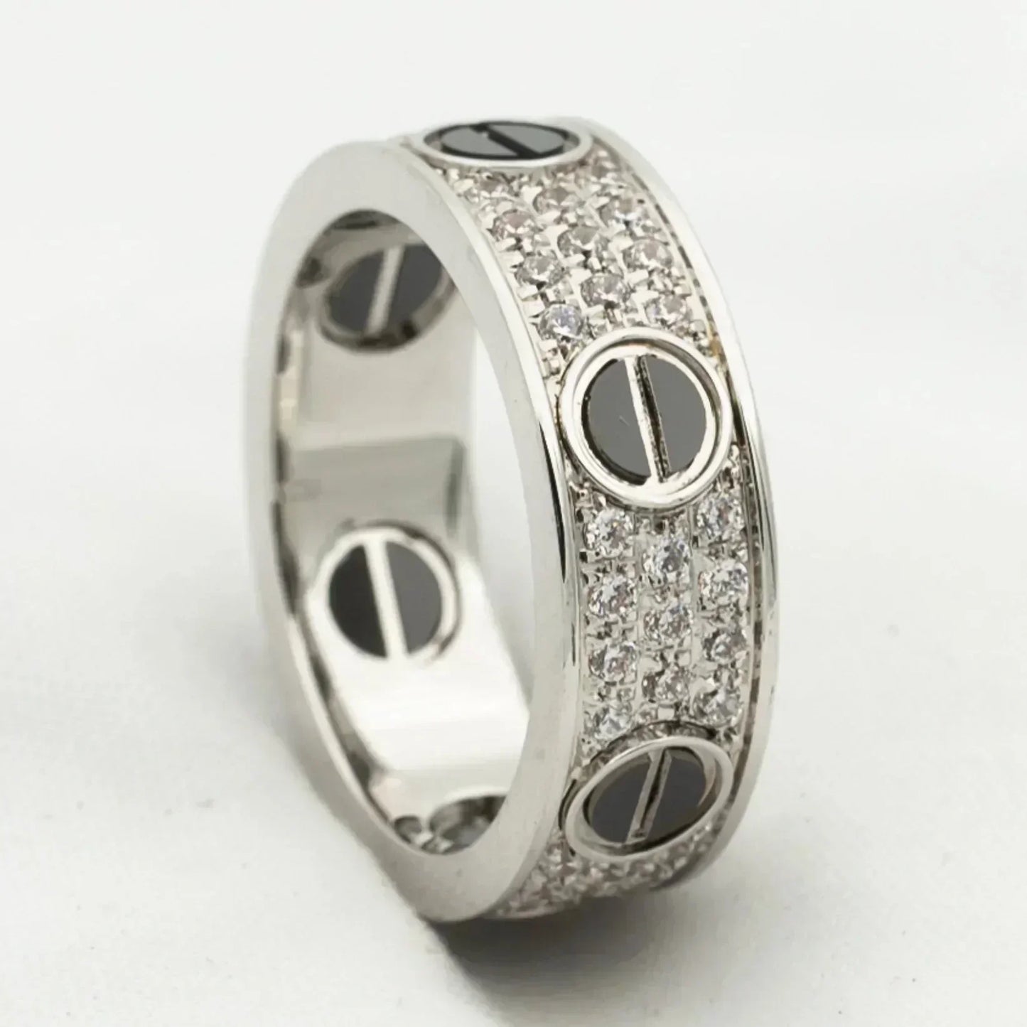 [Kincade Jewelery]LOVE RING 5.5MM DIAMONDS PAVED CERAMIC