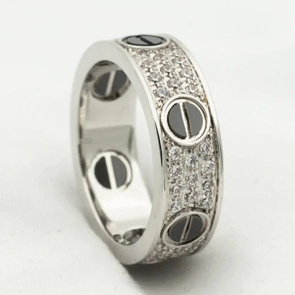 [Kincade Jewelery]LOVE RING 5.5MM DIAMONDS PAVED CERAMIC