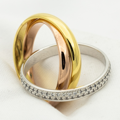 [Kincade Jewelery]TRINITY RING GOLD PINK GOLD SILVER DIAMONDS
