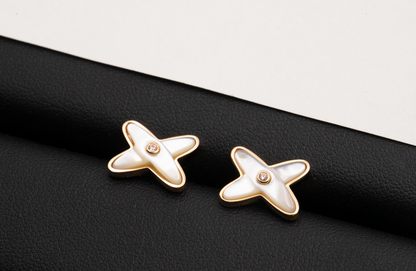 [Kincade Jewelery]JEUX DE WHITE MOP PINK GOLD DIAMOND EARRINGS