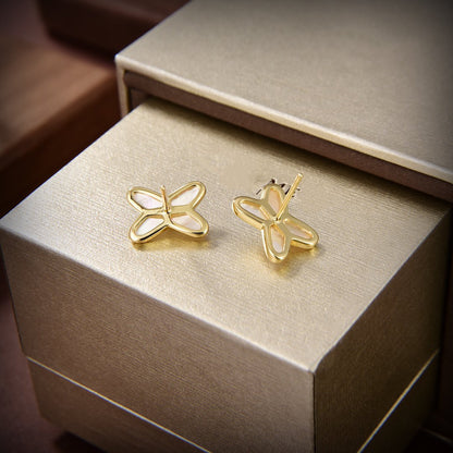 [Kincade Jewelery]JEUX DE WHITE MOP GOLD DIAMOND EARRINGS