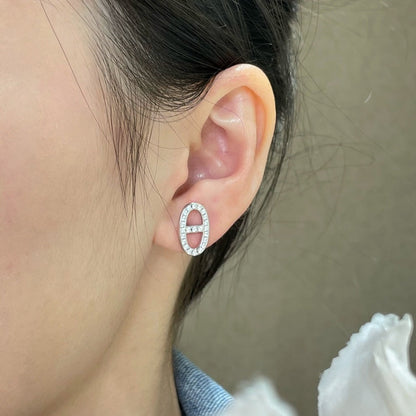 [Kincade Jewelery]HM FULL DIAMOND PIG NOSE STUD EARRINGS