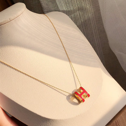 [Kincade Jewelery]HM CLIC RED ENAMEL GOLD NECKLACE