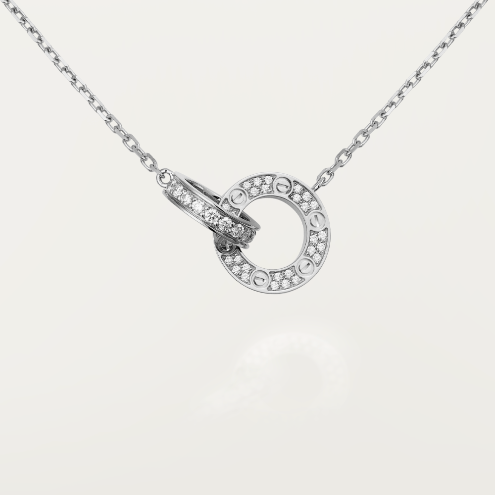 [Kincade Jewelery]LOVE 7.6MM NECKLACE ROSE GOLD AND SILVER  FULL DIAMOND